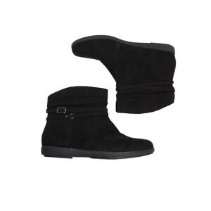 SJB Kinley Black Slouchy Ankle Boots Buckle Strap Flat Booties 7.5M 100-3503